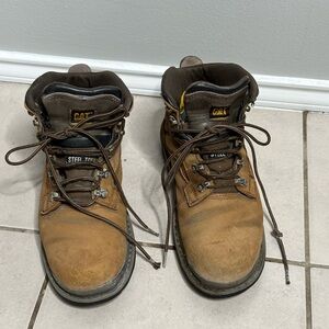 CAT‎ Caterpillar Mens Shoes Brown 10.5 M Leather Steel Toe Work Boots.
